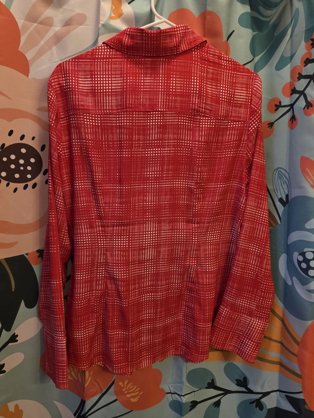 Express Red Patterned Collared Blouse - Picture 2 of 3